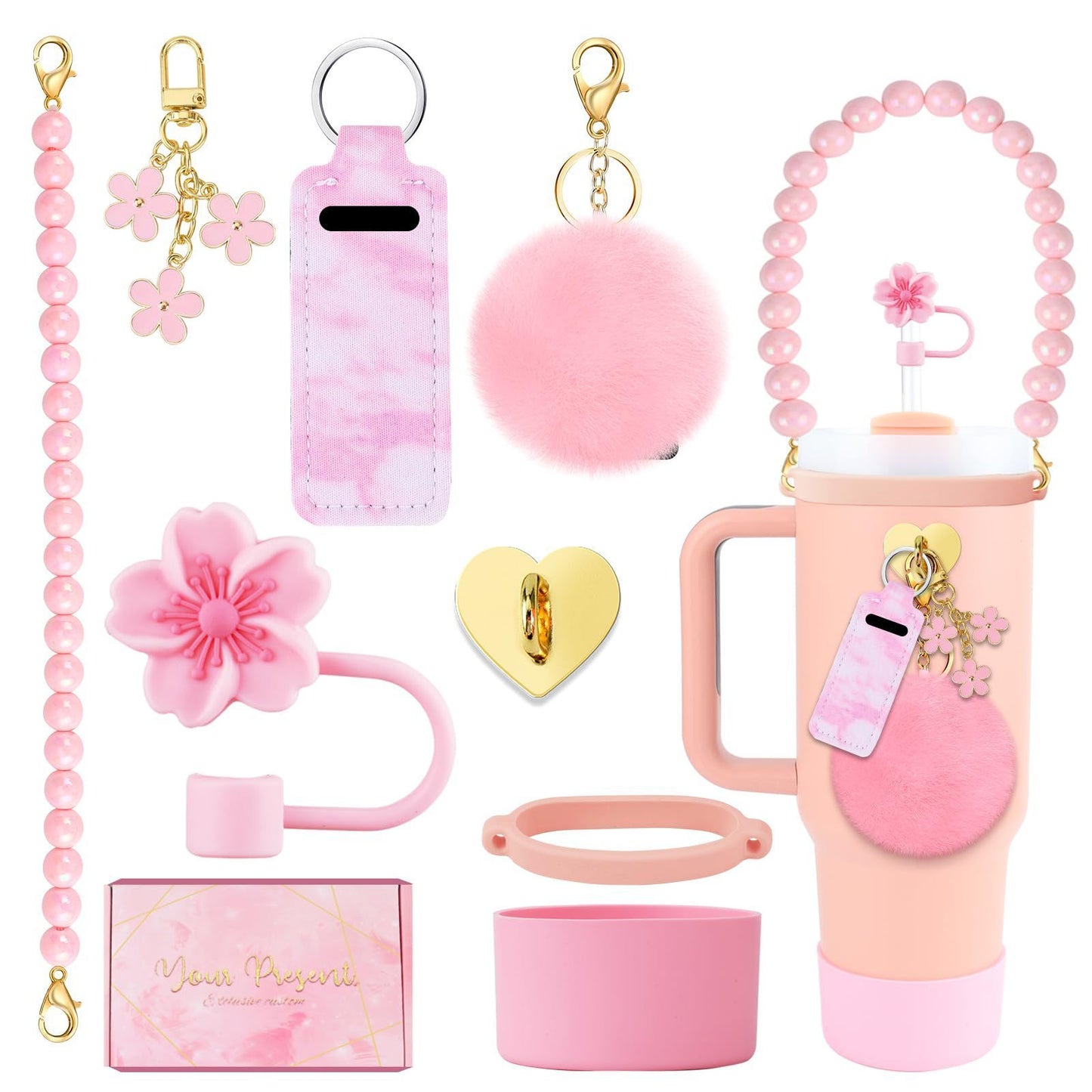Cherry Blossom Straw Cap Dust Plug Decoration Suit