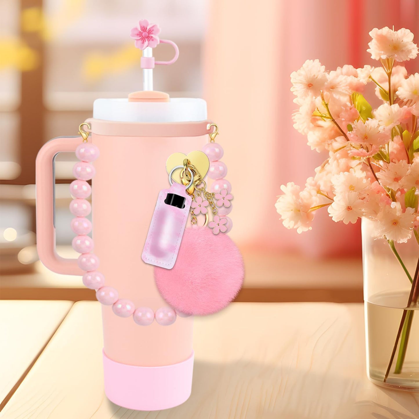 Cherry Blossom Straw Cap Dust Plug Decoration Suit