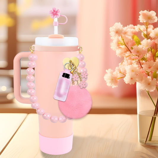 Cherry Blossom Straw Cap Dust Plug Decoration Suit